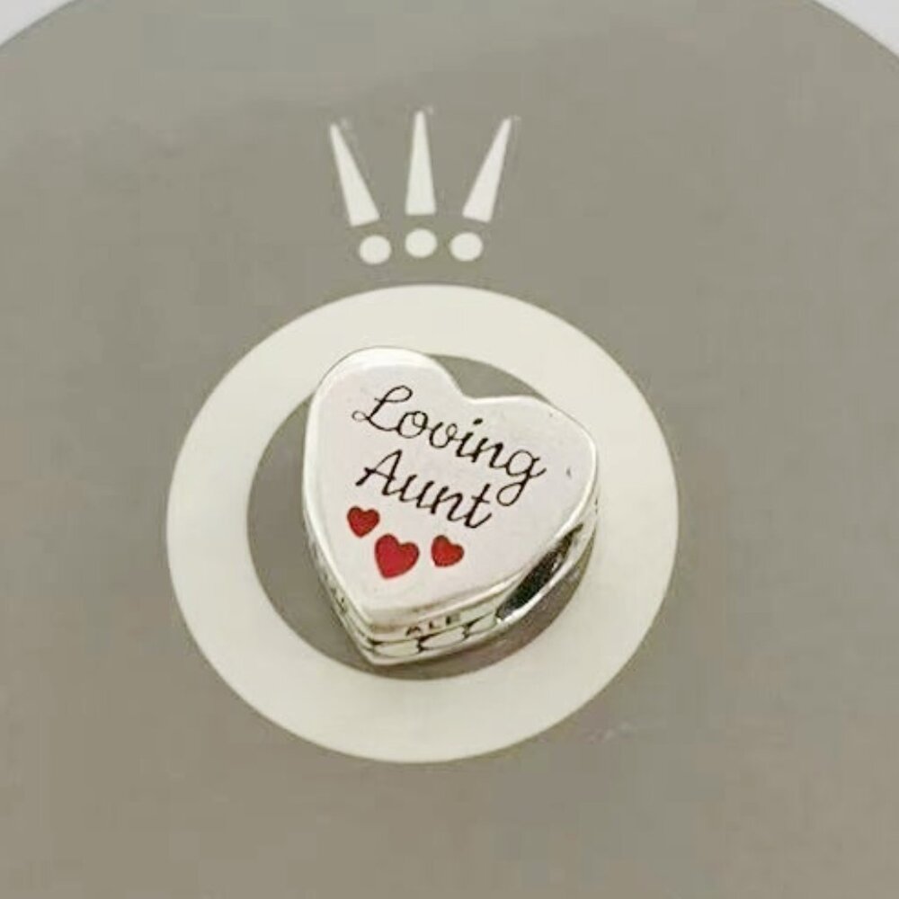 Pandora Loving Aunt Clear Cz Charm Heart Bead Charm Pendant S925 Sterling Silver